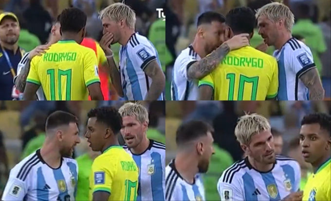 Being criticized for being a coward by a player his age, Messi angrily grabbed his opponent's neck and responded harshly - Photo 1.